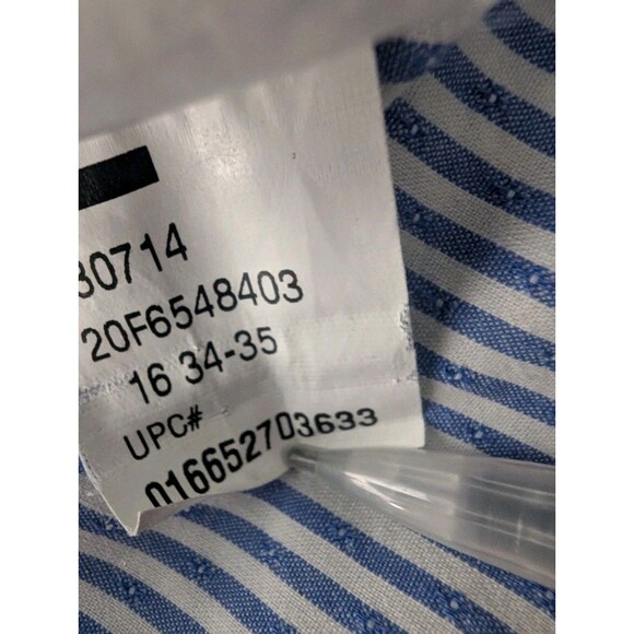 Van Heusen Men's Regular Fit Pinstripe Long Sleeve Dress Shirt Blue 16 34/35 - Picture 13 of 13